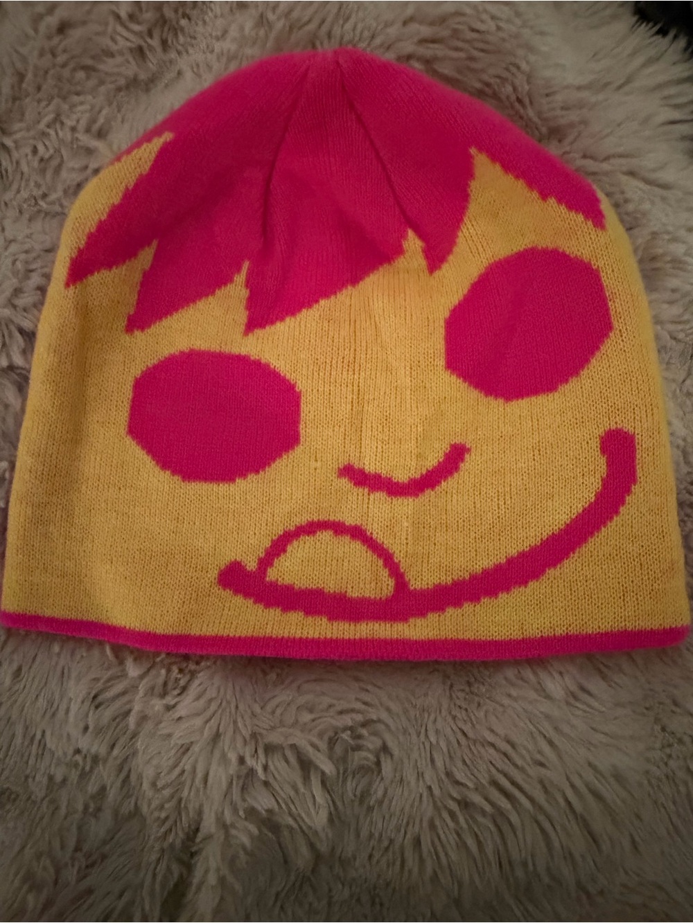 Neff Pink & Yellow Character Reversible Knit Beanie